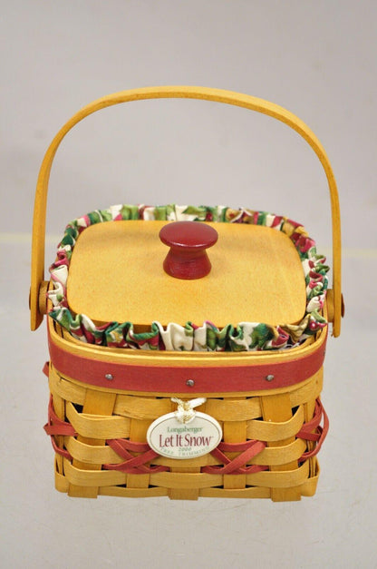 Longaberger 2000 Red Tree Trimming Let it Snow Basket with Protector Lid & Card