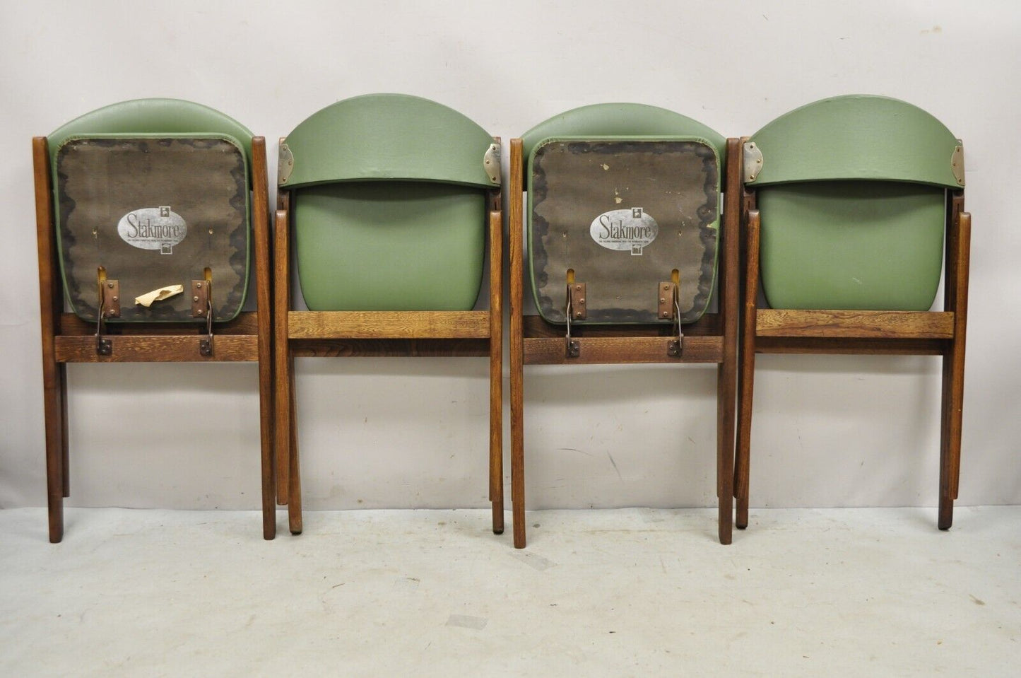 Vintage Stakmore Green Mid Century Modern Folding Game Chairs - Set of 4