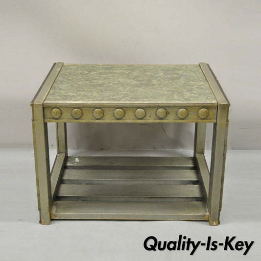 Mid Century Modern James Mont Style Silver Occasional Side End Table