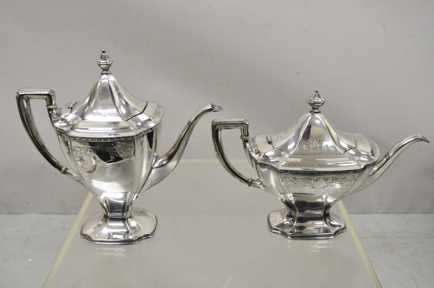 WD Smith Silver Co Chippendale EPNS Hepplewhite Silver Plated Tea Set - 4 pcs