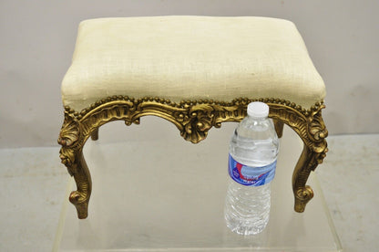 Antique French Louis XV Style Italian Gold Gilt Small Ottoman Footstool
