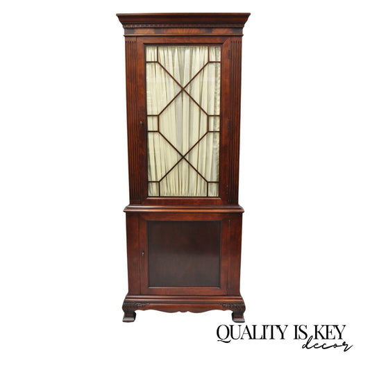 Vintage Georgian Style Mahogany Corner Cabinet China Cabinet with Glass Door