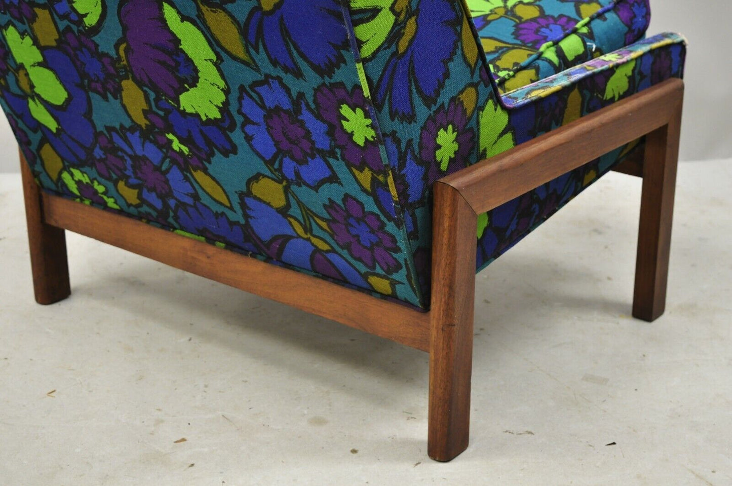 Mid Century Modern Milo Baughman Walnut Frame Slipper Lounge Hiprest Chair