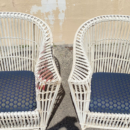 Antique Victorian Wicker Rattan Bentwood Sculptural Sunroom Sofa Set with Chairs