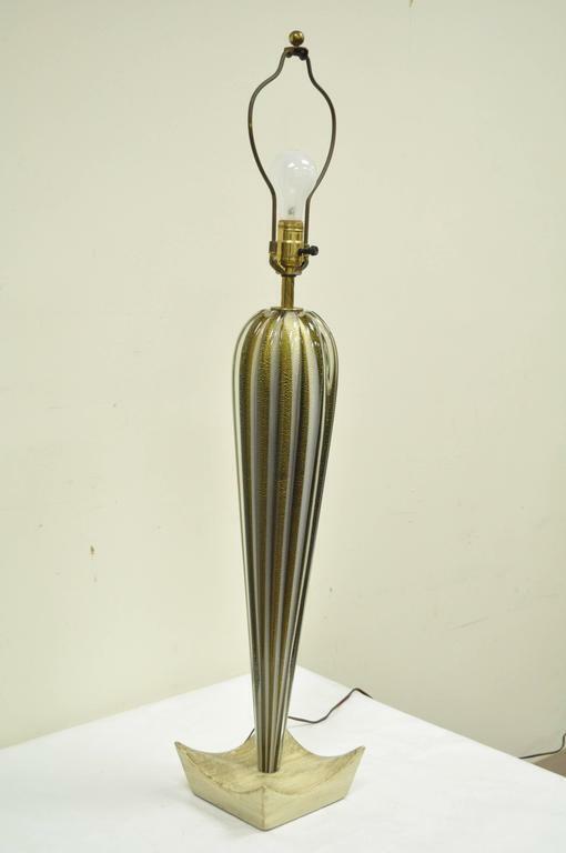 Italian Murano Blown Glass Gold Fleck Mid Century Modern Teardrop Table Lamp