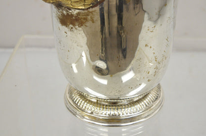 Vintage Italian Regency Silver Plated Champagne Chiller Ice Bucket w Brass Swans
