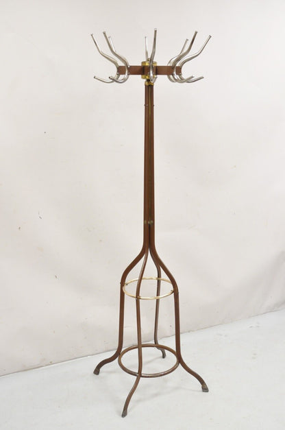 Vintage Art Deco Barbershop Brown Metal Rotating Coat Rack Tree after Koch's