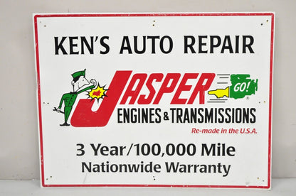 Vintage Jasper Engines & Transmissions Ken's Auto Repair Sheet Metal Retail Sign