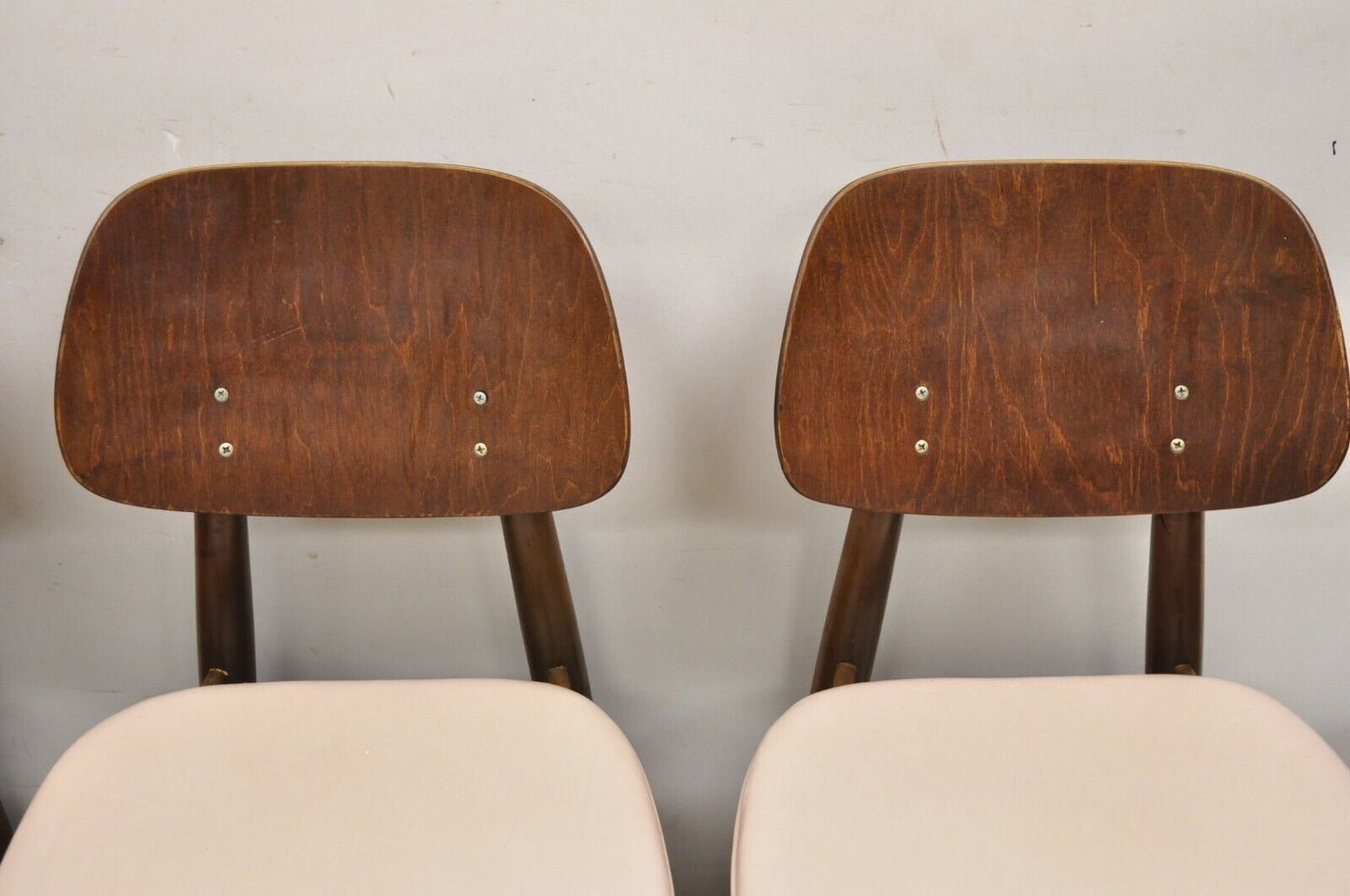 Vintage Thonet Mid Century Modern Bentwood Walnut Dining Chairs - Set of 4