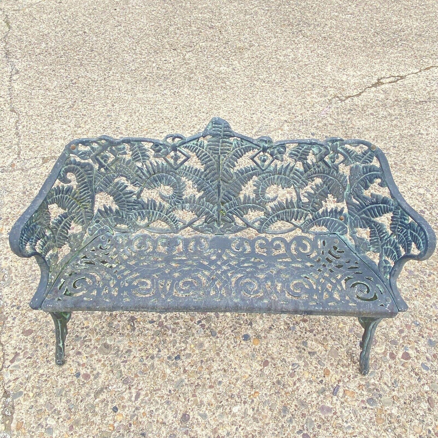 Cast Aluminum Fern and Blackberry Design Style Garden Patio Outdoor Bench