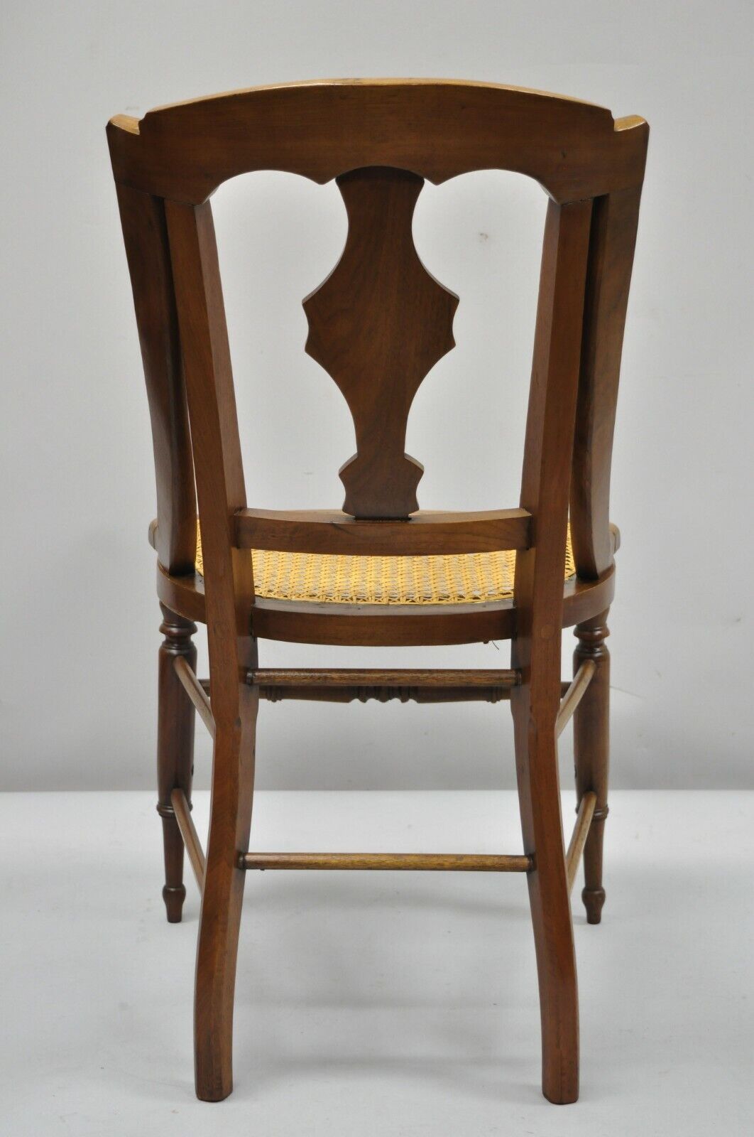 19th Century Antique Eastlake Victorian Carved Walnut Cane Dining Side Chair (A)