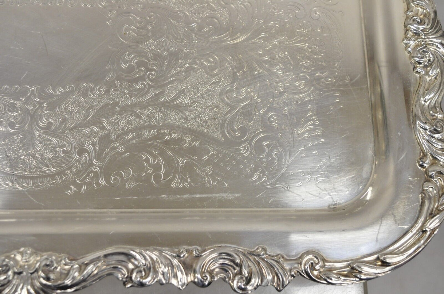 Vintage FB Rogers Silver Co 1338 Victorian Style Silver Plated Narrow Tray