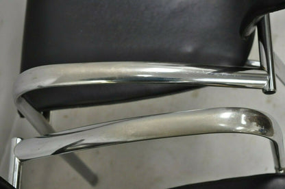 Vintage Italian Mid Century Modern Chrome Sleek Sculptural Arm Chairs - a Pair