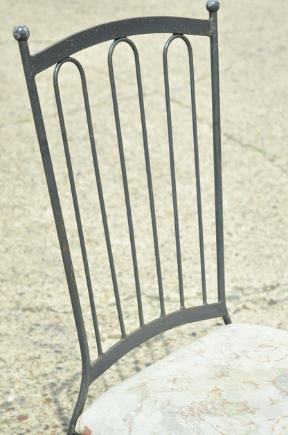Vintage Mid Century Italian Modern Wrought Iron Patio Dining Chairs - Set of 4