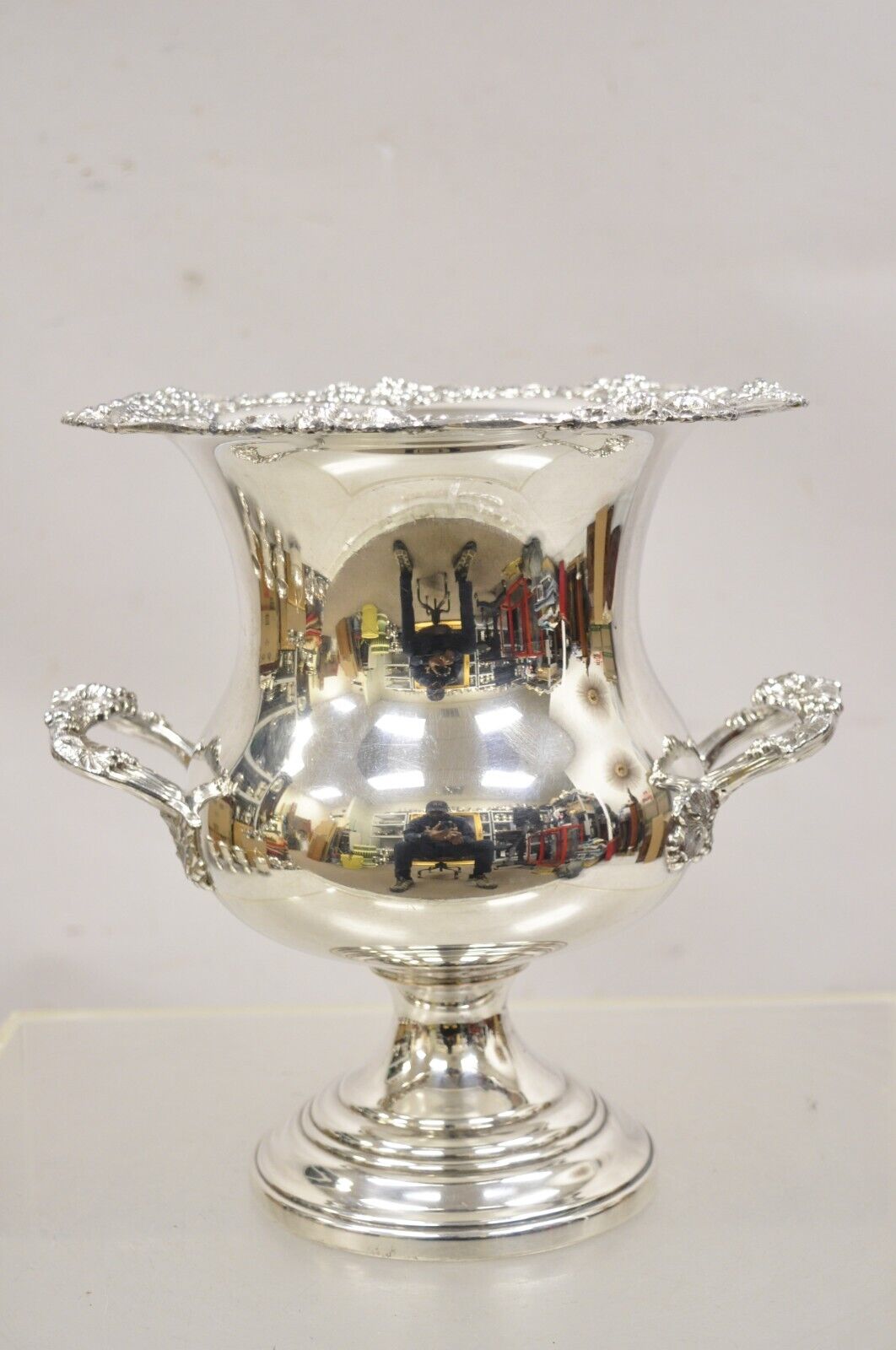 Vintage Grapevine Pattern Silver Plated Trophy Cup Champagne Chiller Ice Bucket