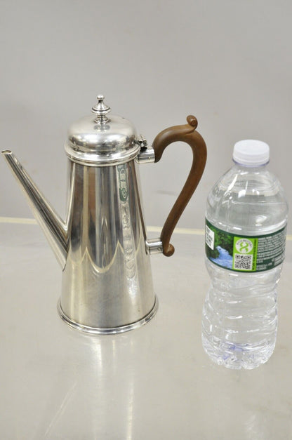 The Goldsmiths & Silversmiths Co Silver Plate Wood Handle Modern Coffee Tea Pot