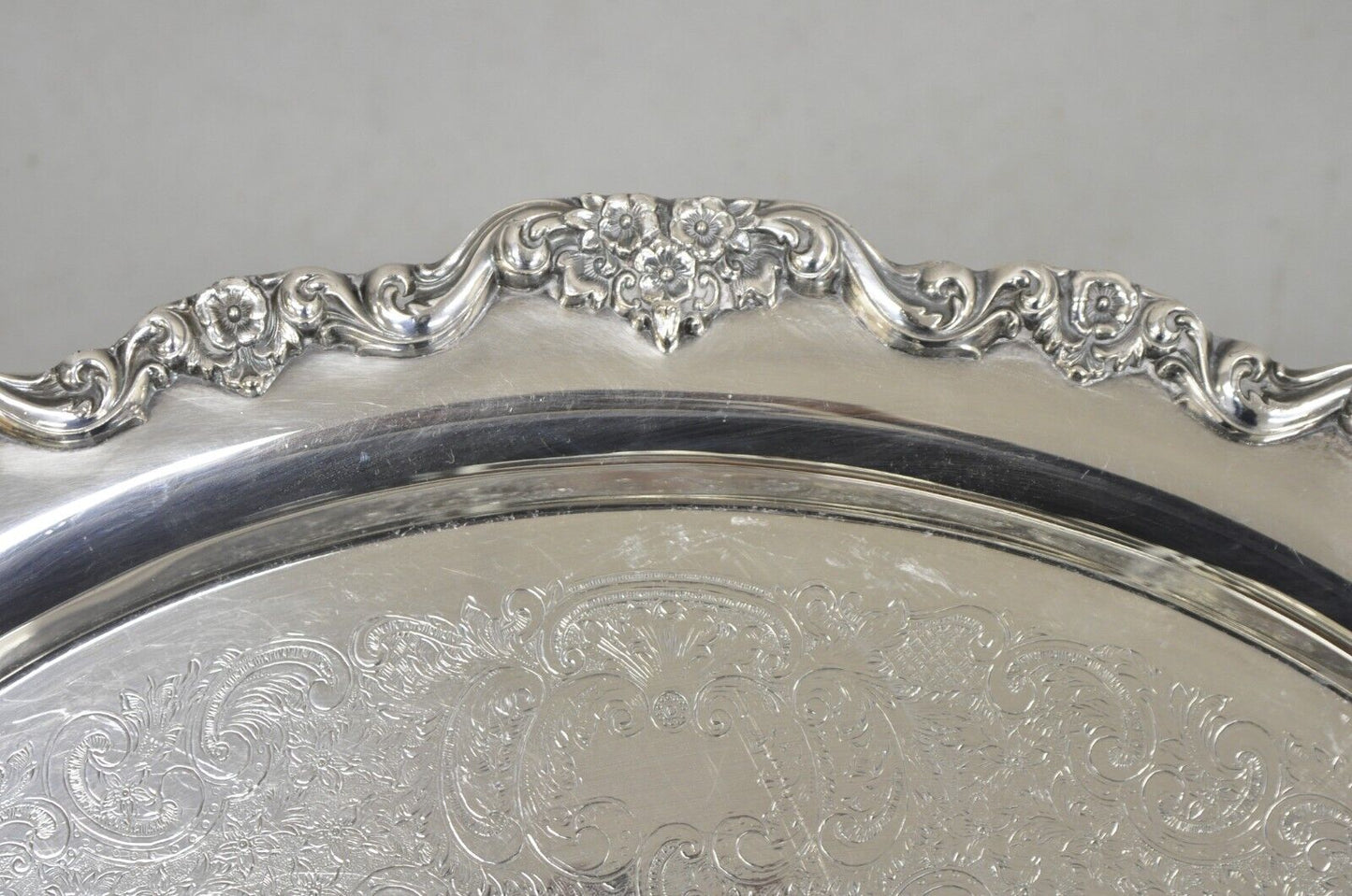 Vintage Towle 6955 Large Silver Plated Oval Victorian Serving Platter Tray