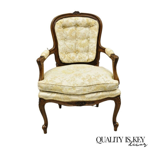 Vintage Heritage French Louis XV Style Cane Back Fauteuil Arm  Chair