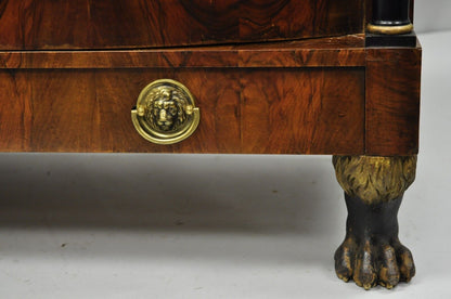 19th C American Empire Lion Claw Foot Crotch Mahogany Server Cabinet