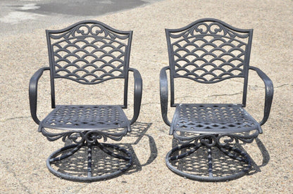 Mediterranean Style Aluminum Swivel and Tilt Black Tuscan Garden Patio Chairs