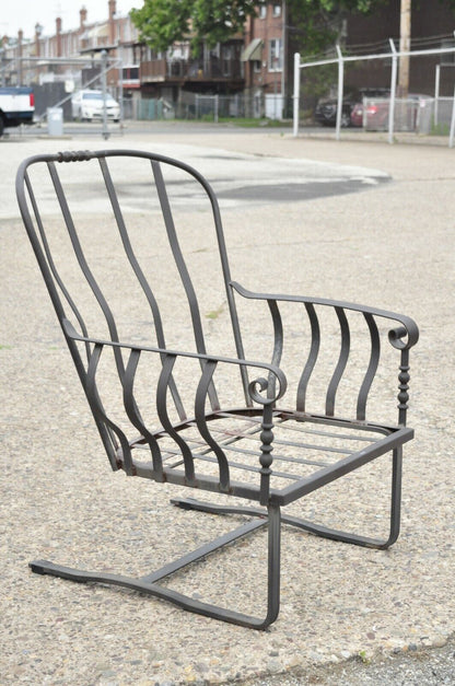 Meadowcraft Athens Deep Seating Wrought Iron High Back Spring Patio Lounge Chair