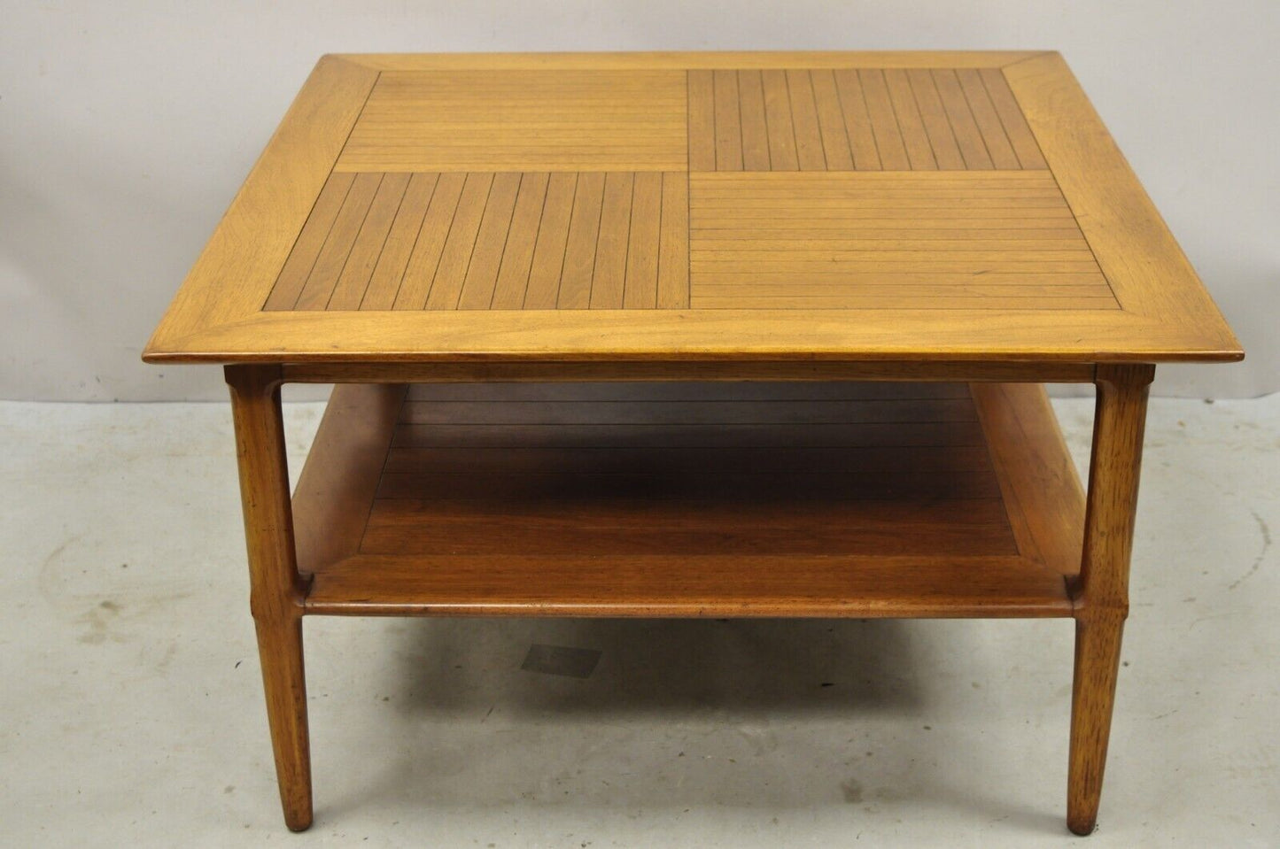 Vintage Tomlinson Sophisticate Square Walnut Mid Century Modern Lamp Side Table