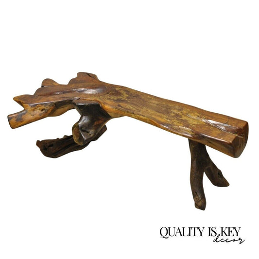 Organic Driftwood Mid Century Modern Sculptural Bench Coffee Table