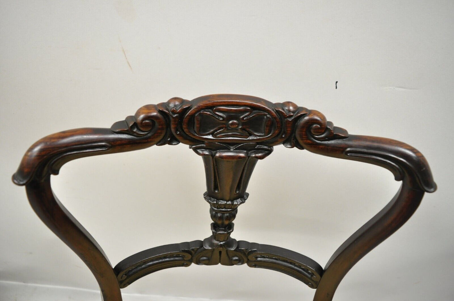 Antique French Victorian Carved Rosewood Small Petite Accent Side Chairs - Pair