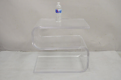 Vintage Mid Century Modern Clear Lucite Sculptural "S Form" Coffee Side Table