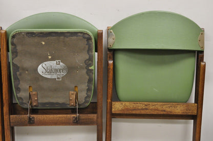 Vintage Stakmore Green Mid Century Modern Folding Game Chairs - Set of 4