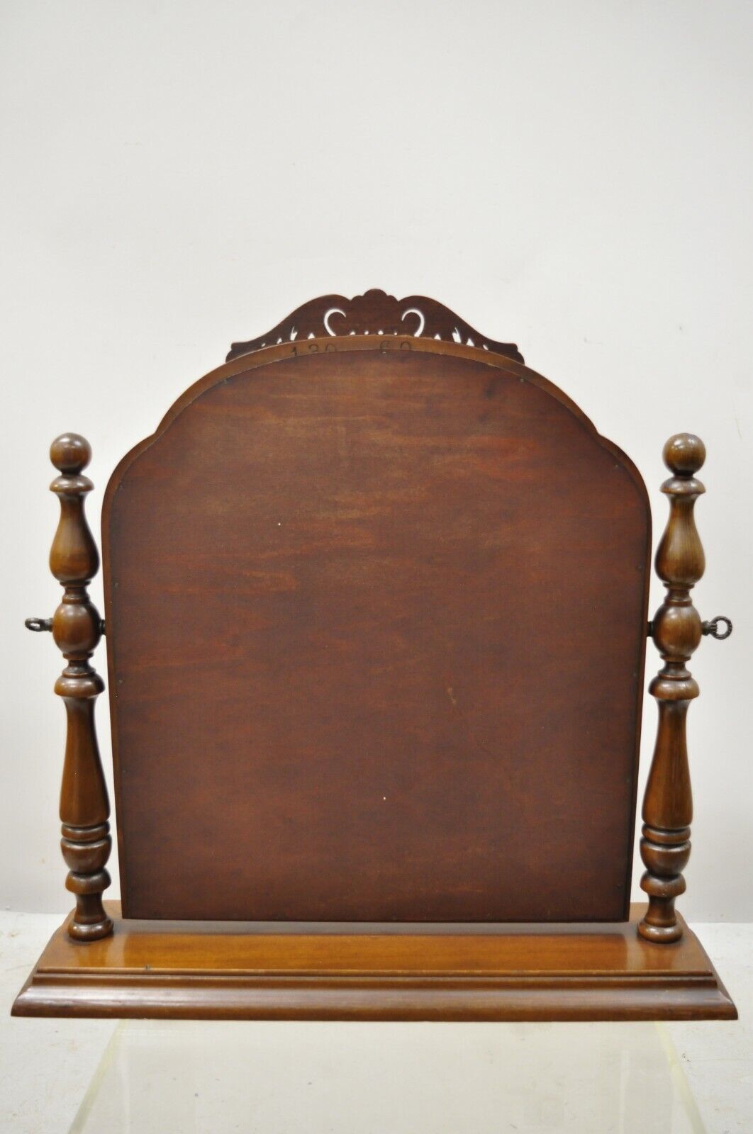 Antique American Depression Jacobean Walnut Shaving Vanity Dresser Mirror