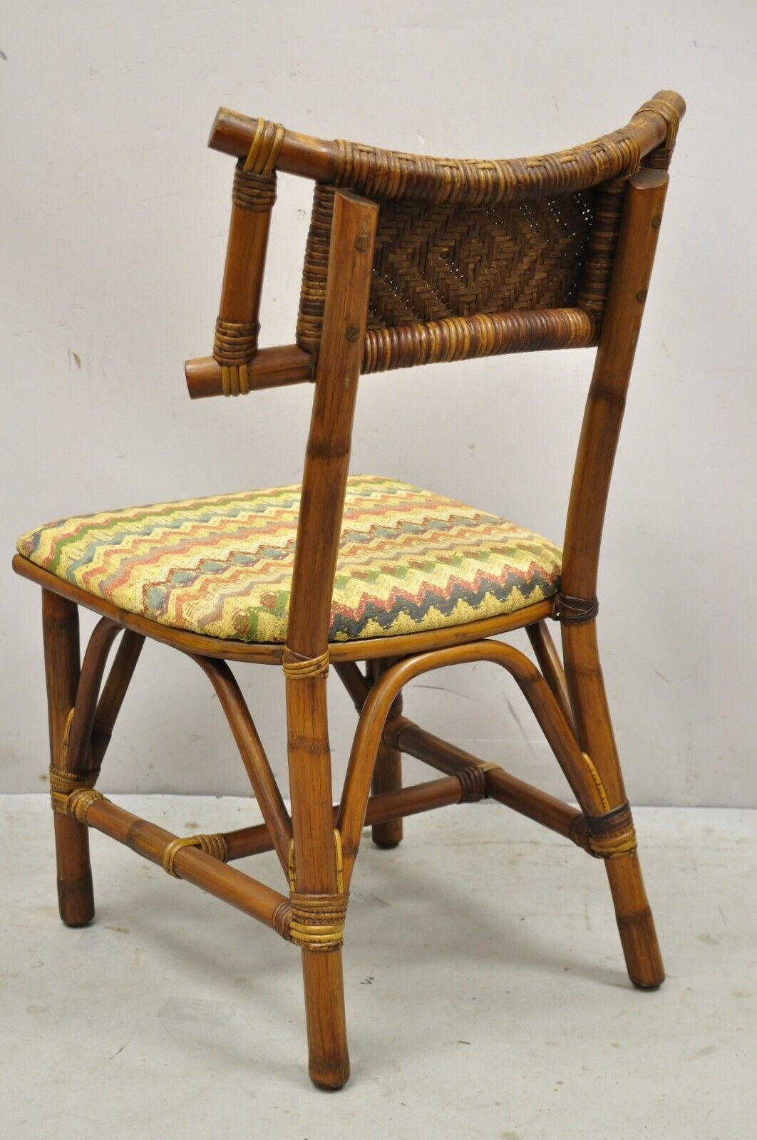 Vintage Bentwood Bamboo Rattan Tiki Hollywood Regency Dining Chairs - Set of 4