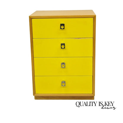 Founders Jack Cartwright Mid Century Modern Yellow Nightstand Chest Maple Chrome