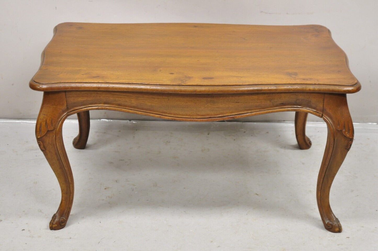 Vintage Italian Provincial Antiqued Walnut Small Cabriole Leg Coffee Table