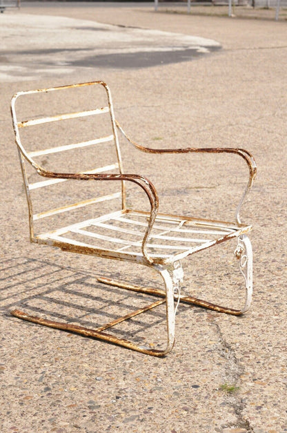 Vintage Woodard Chantilly Rose Wrought Iron Garden Patio Bouncer Lounge Chair