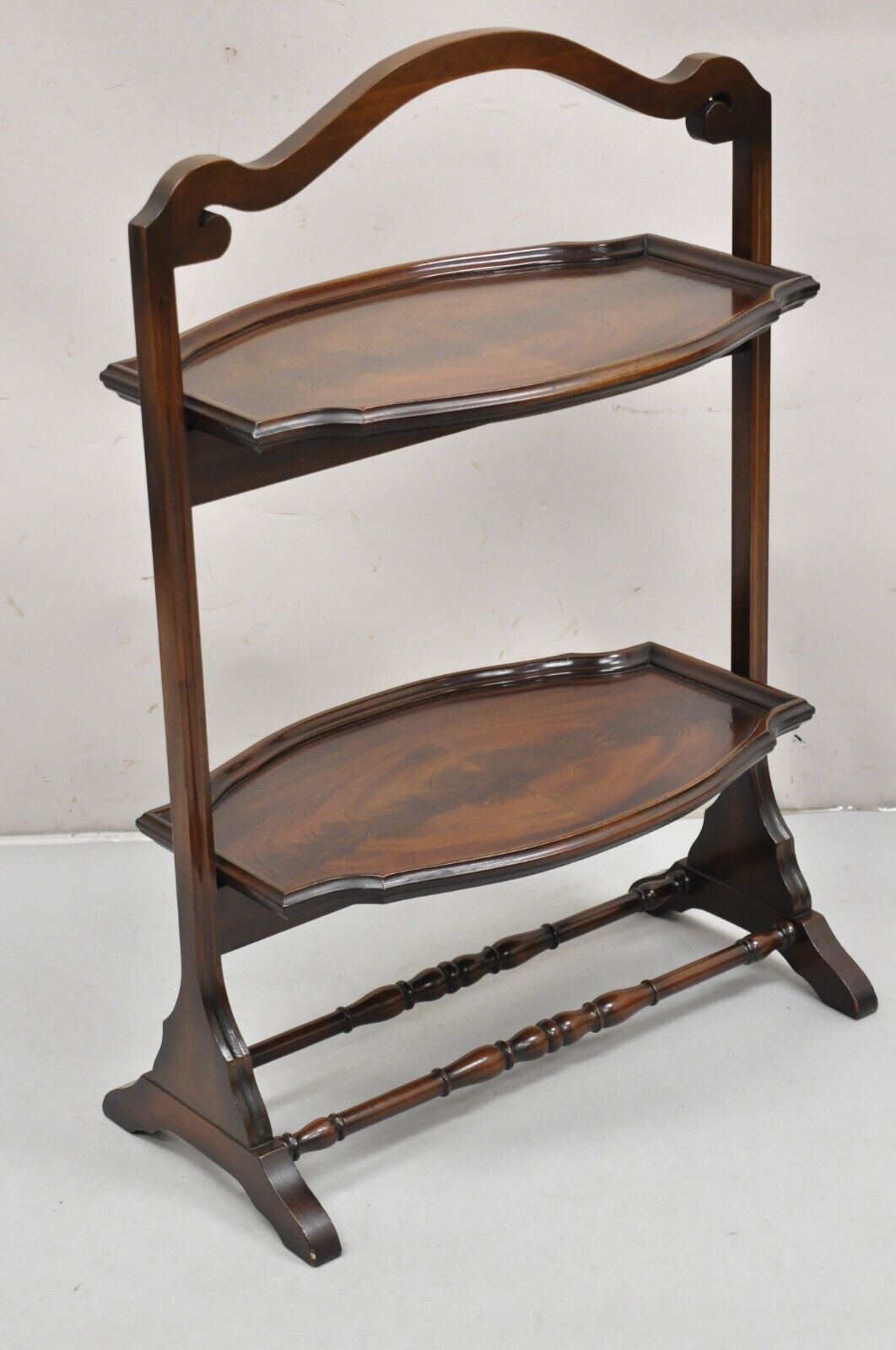 Vintage Regency Style Mahogany 2 Tier Folding Muffin Cake Stand Side Table