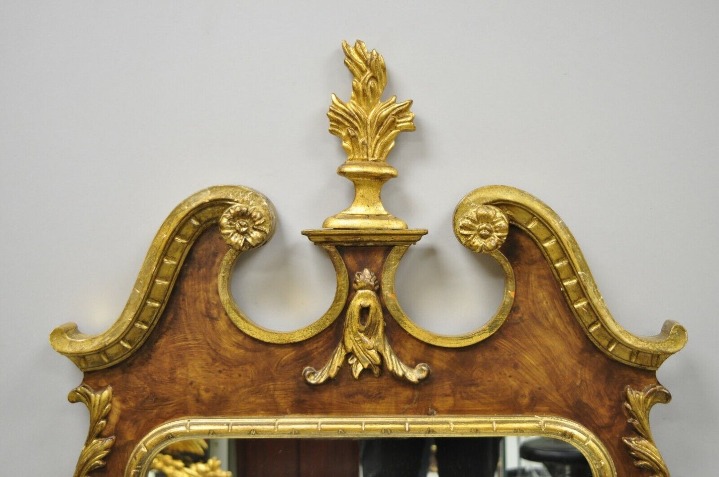 Carved Wood American Federal Parcel Gilt Wall Mirror by Decorative Crafts Inc.