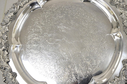 Vintage Sheffield Silver Co USA Victorian Style Silver Plated Round Platter Tray