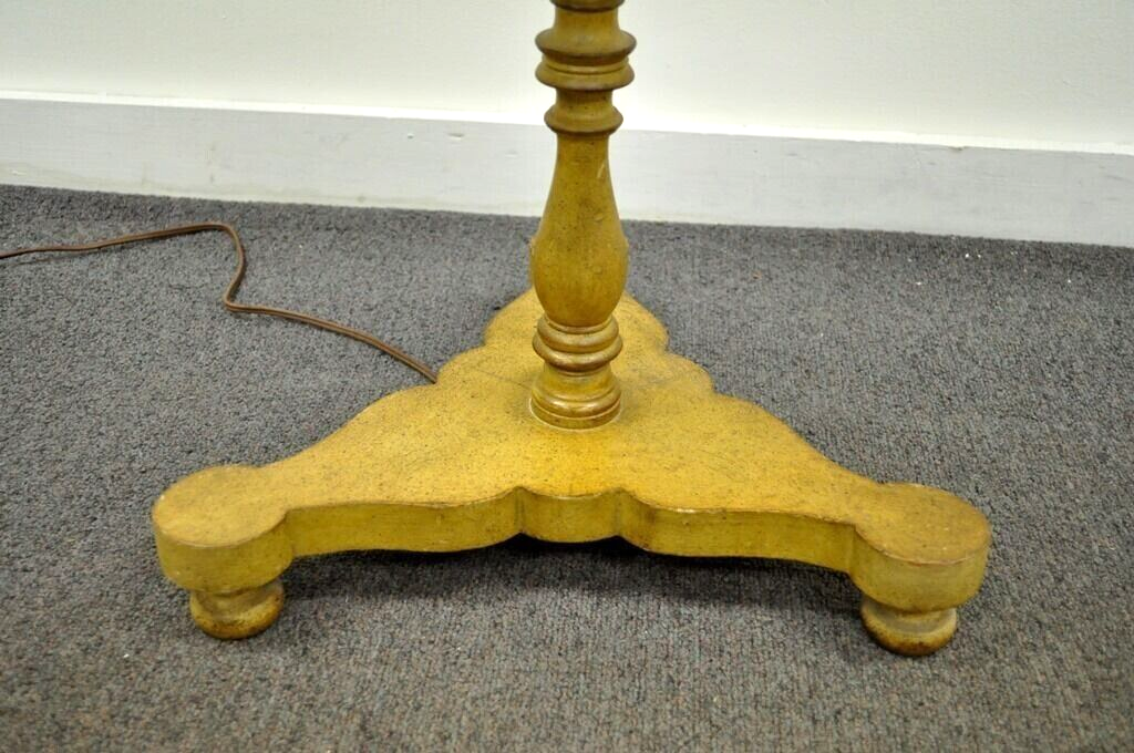 Vintage Biedermeier Style Turn Carved Wood Candlestick Side Table Floor Lamp