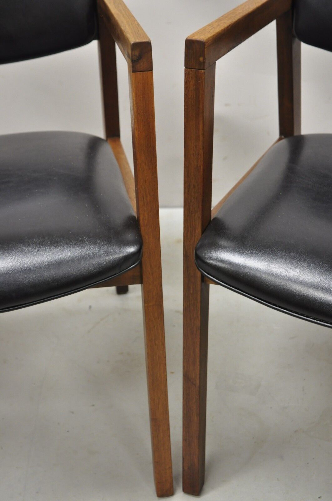 Pair Vintage Mid Century Modern Walnut Arm Chair Lounge Chair by United Chair Co