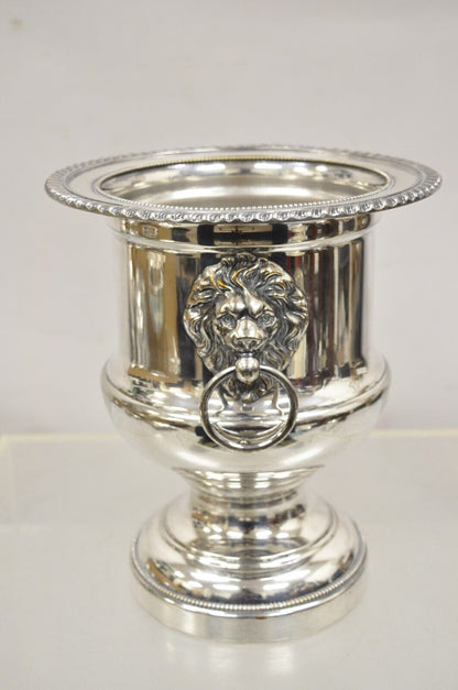 English Regency Lion Head Drop Pulls Silver Plated Champagne Chiller Ice Bucket