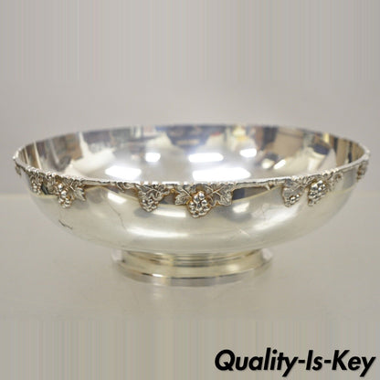 Vintage Victorian Style 9" Round Silver Plated Grapevine Small Footed Bowl Dish