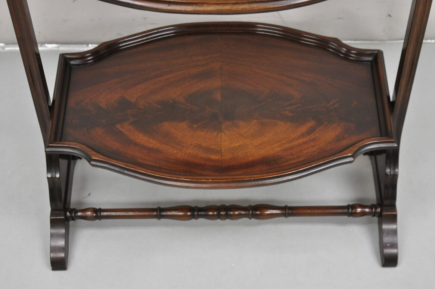 Vintage Regency Style Mahogany 2 Tier Folding Muffin Cake Stand Side Table