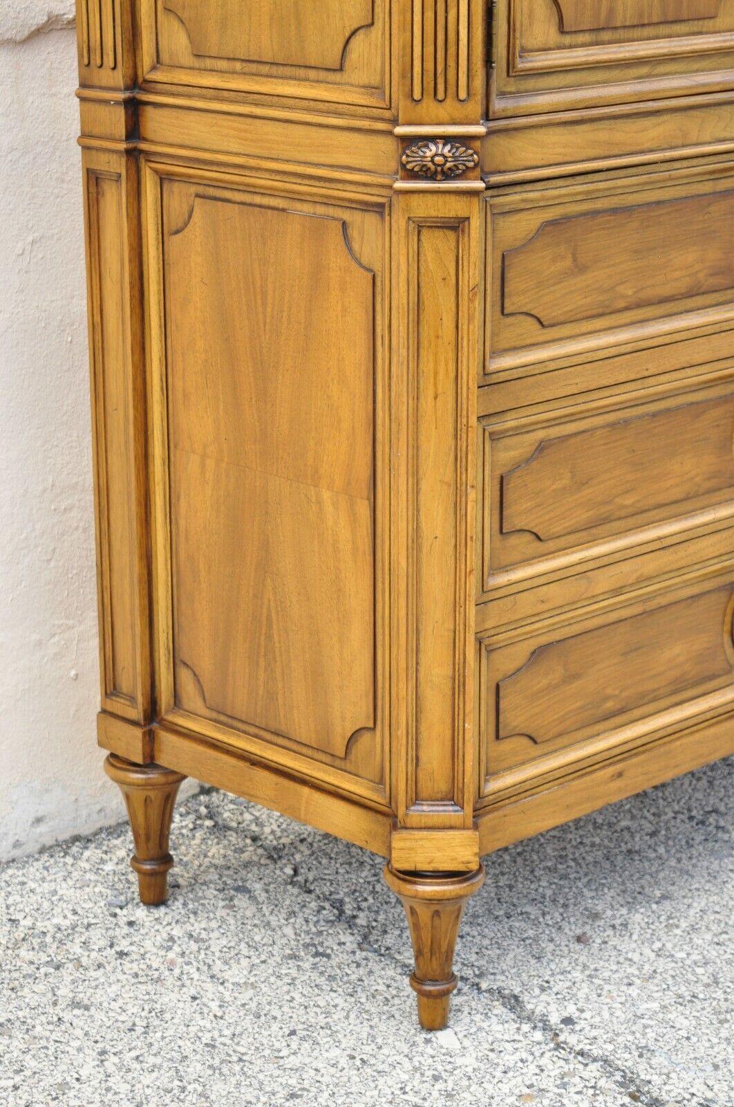 Karges French Regency Style Neoclassical Walnut Tall Chest Dresser Cabinet