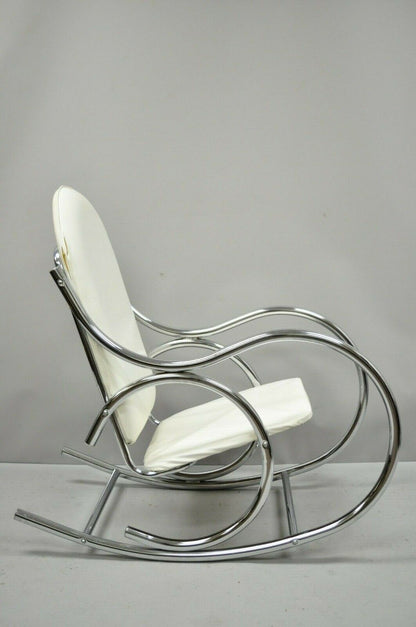 Mid Century Modern Sculptural Chrome Thonet Rocking Chair Rocker Milo Baughman