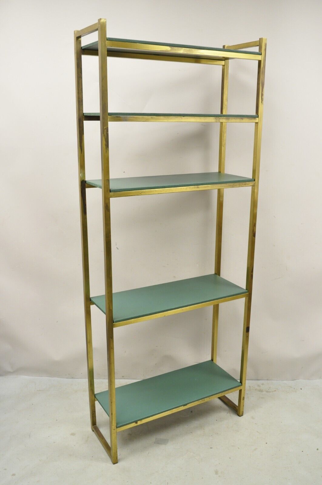 Vintage Hollywood Regency Brass Metal 5 Tier Etagere Bookcase Shelf