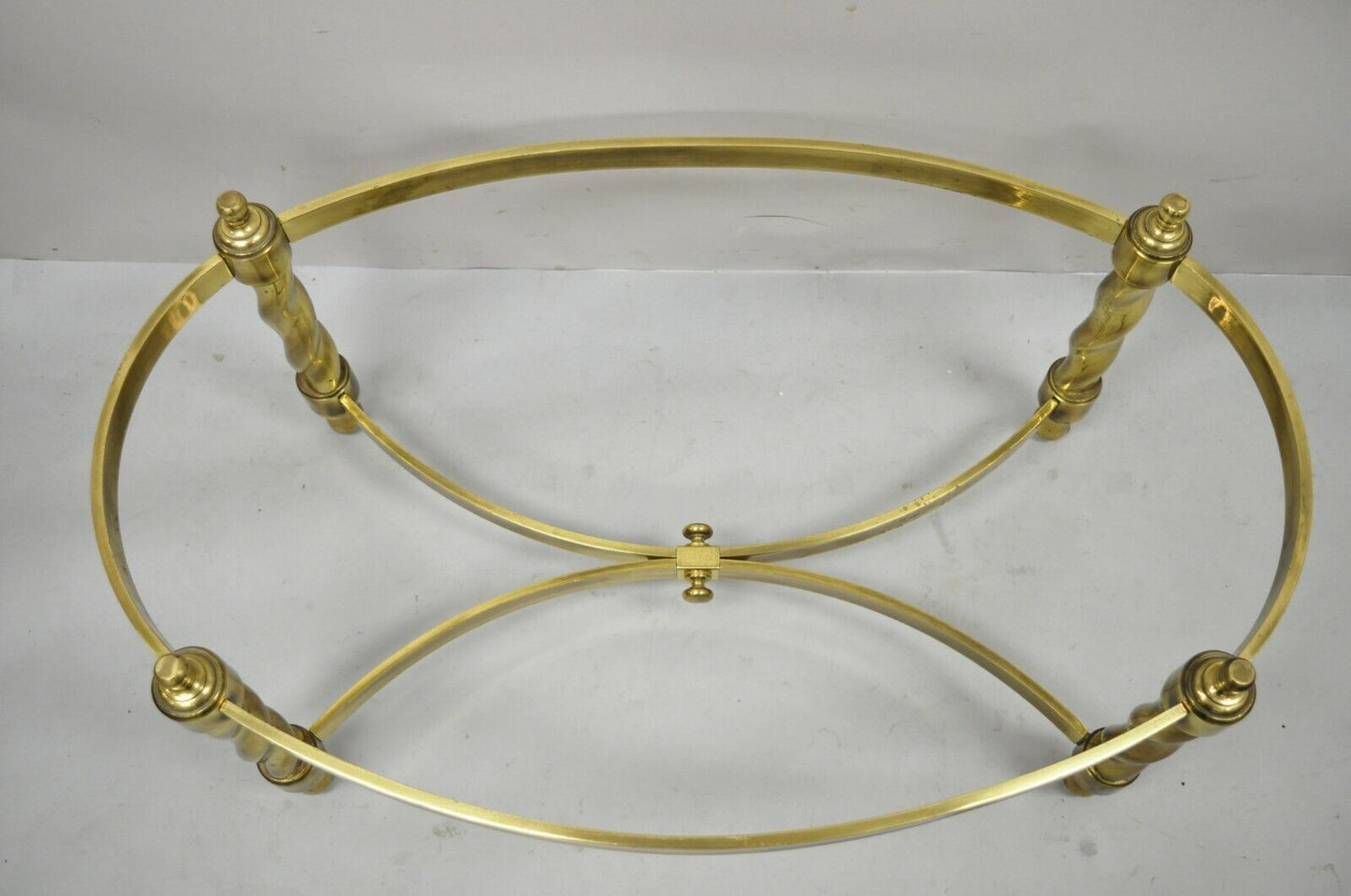 Vintage Brass Hollywood Regency Spiral Twist Oval Coffee Table Base Mastercraft