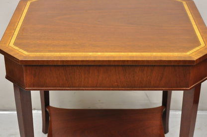 Kindel Preservation Satinwood Inlay Banded Mahogany 2 Tier Side End Table