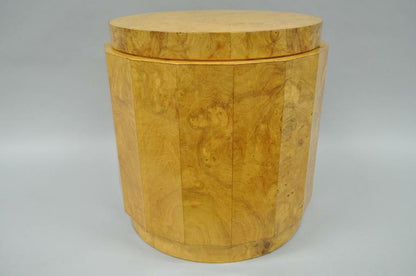 Edward Wormley Dunbar Burl Wood Pedestal Accent Drum Table 6302F Mid Century