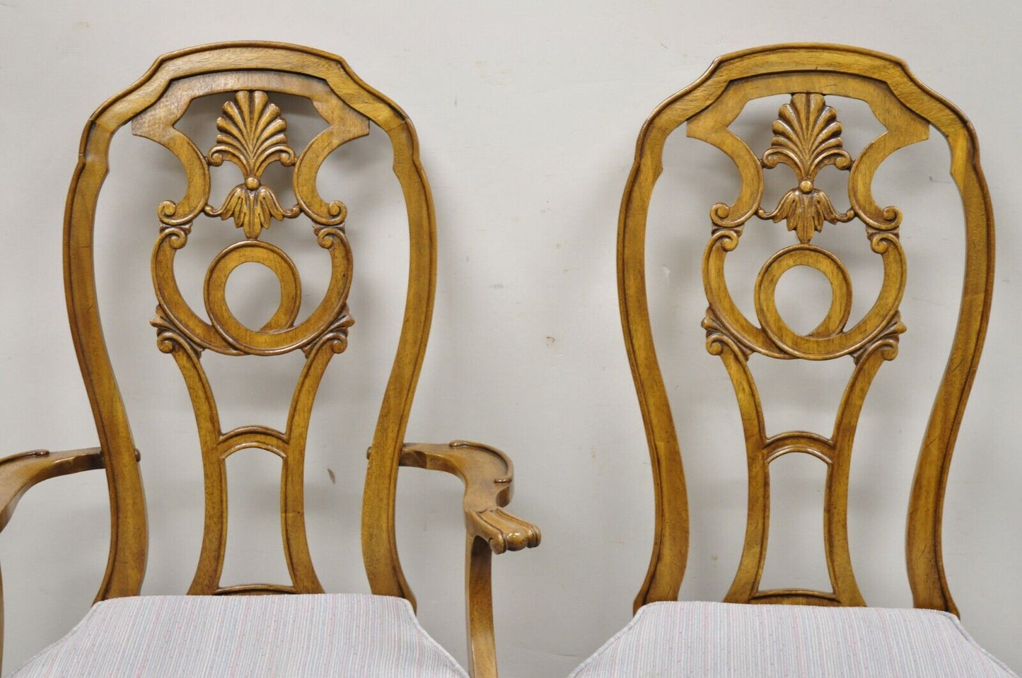 Vintage Italian Baroque Style Carved Wood Dining Chairs - Set of 6